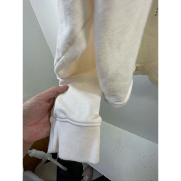 Adidas Off White Rhinestone Logo Cropped Hoodie Size M - Picture 5 of 10